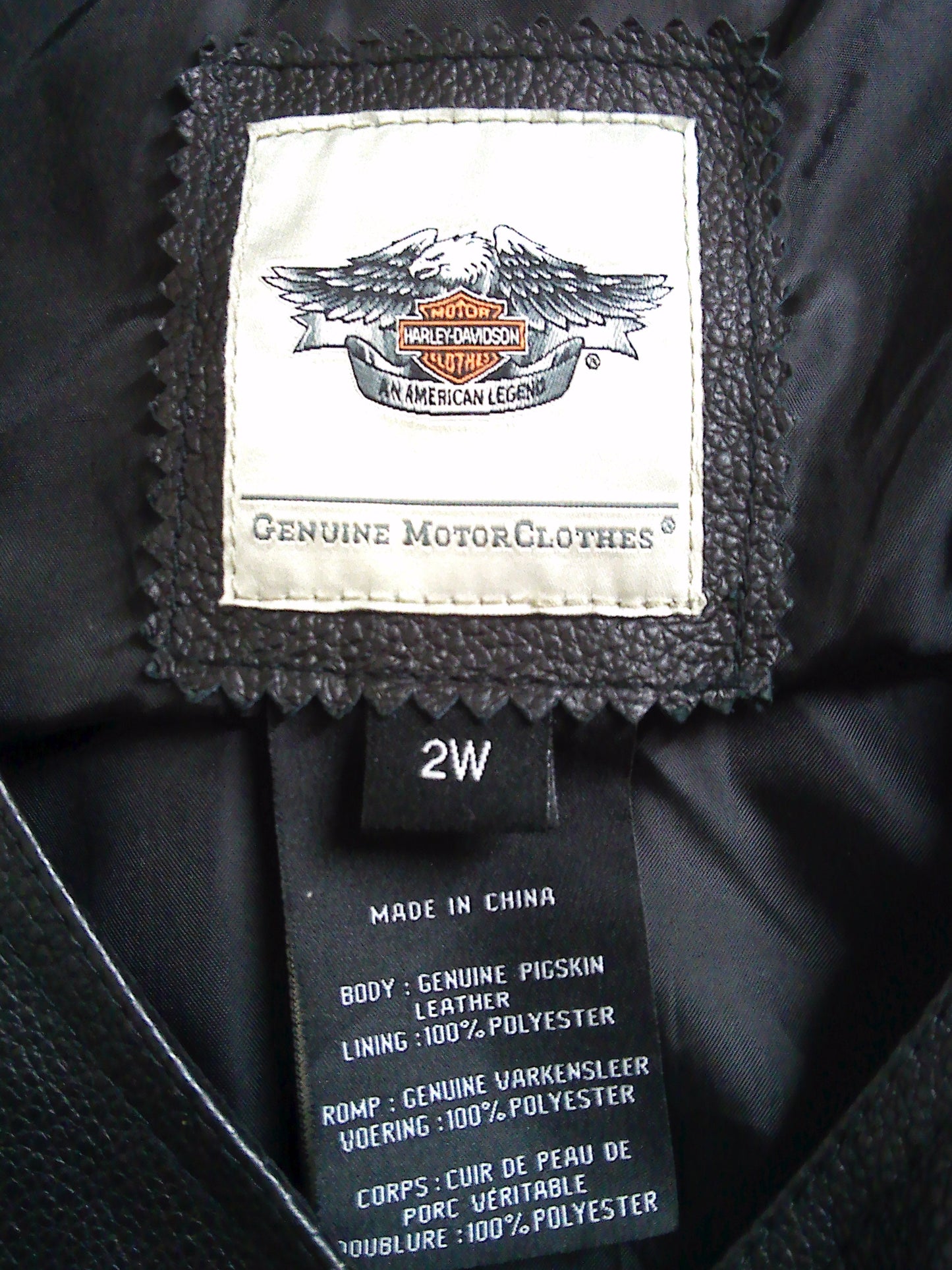 Harley Davidson Womens leather waistcoat with sewn badges 2W