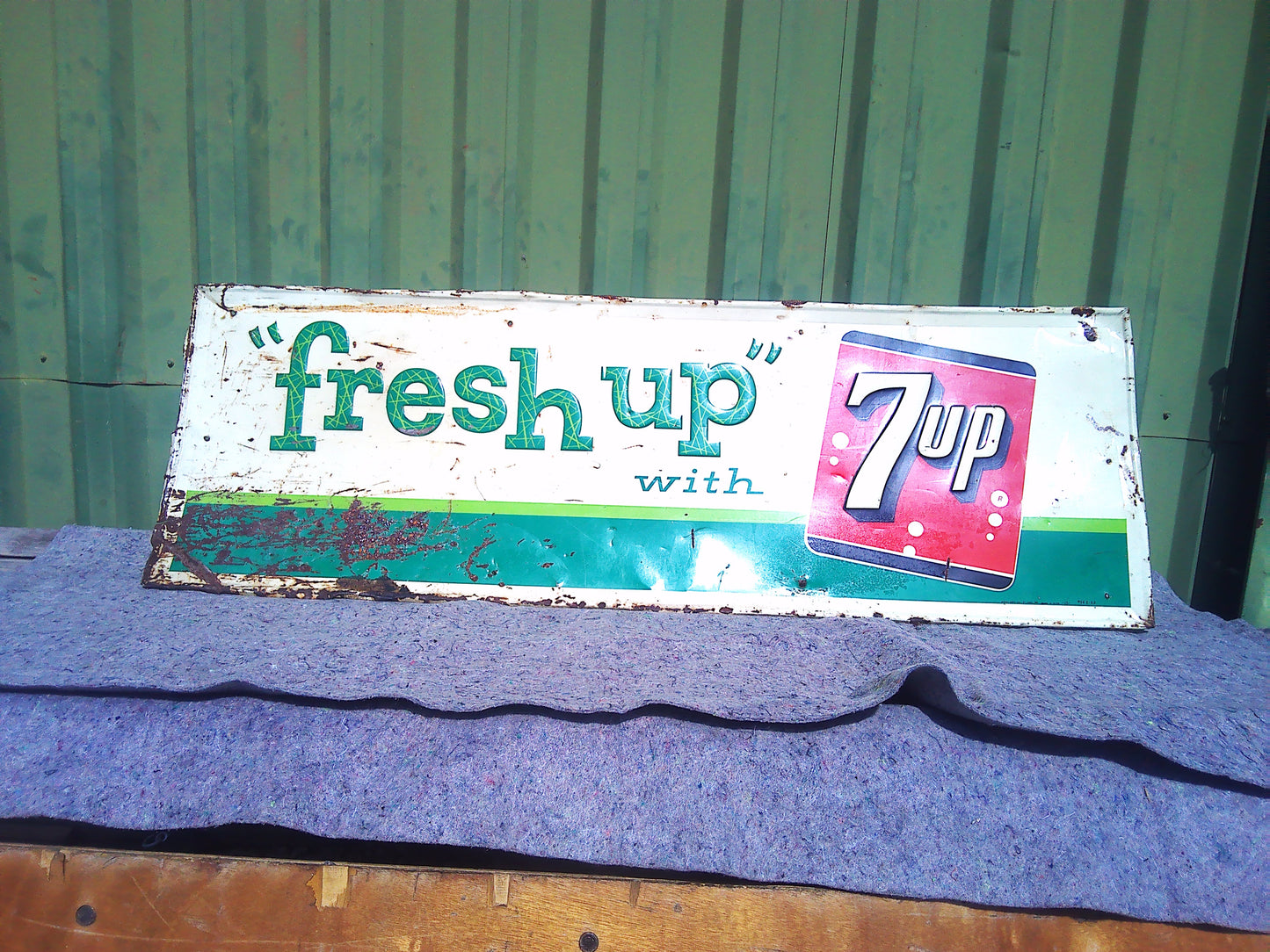 1962 Vintage "FRESH UP" 7up embossed metal sign