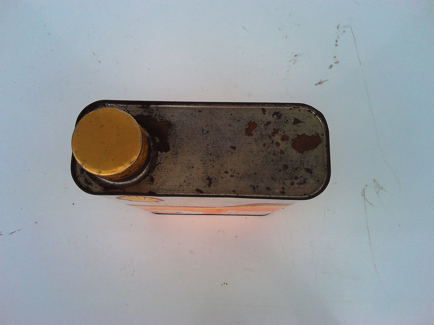 Shell Super 2 temps metal oil can