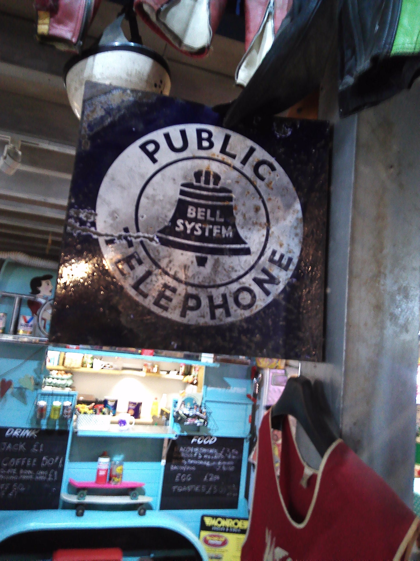 Public telephone Bell System vintage metal sign