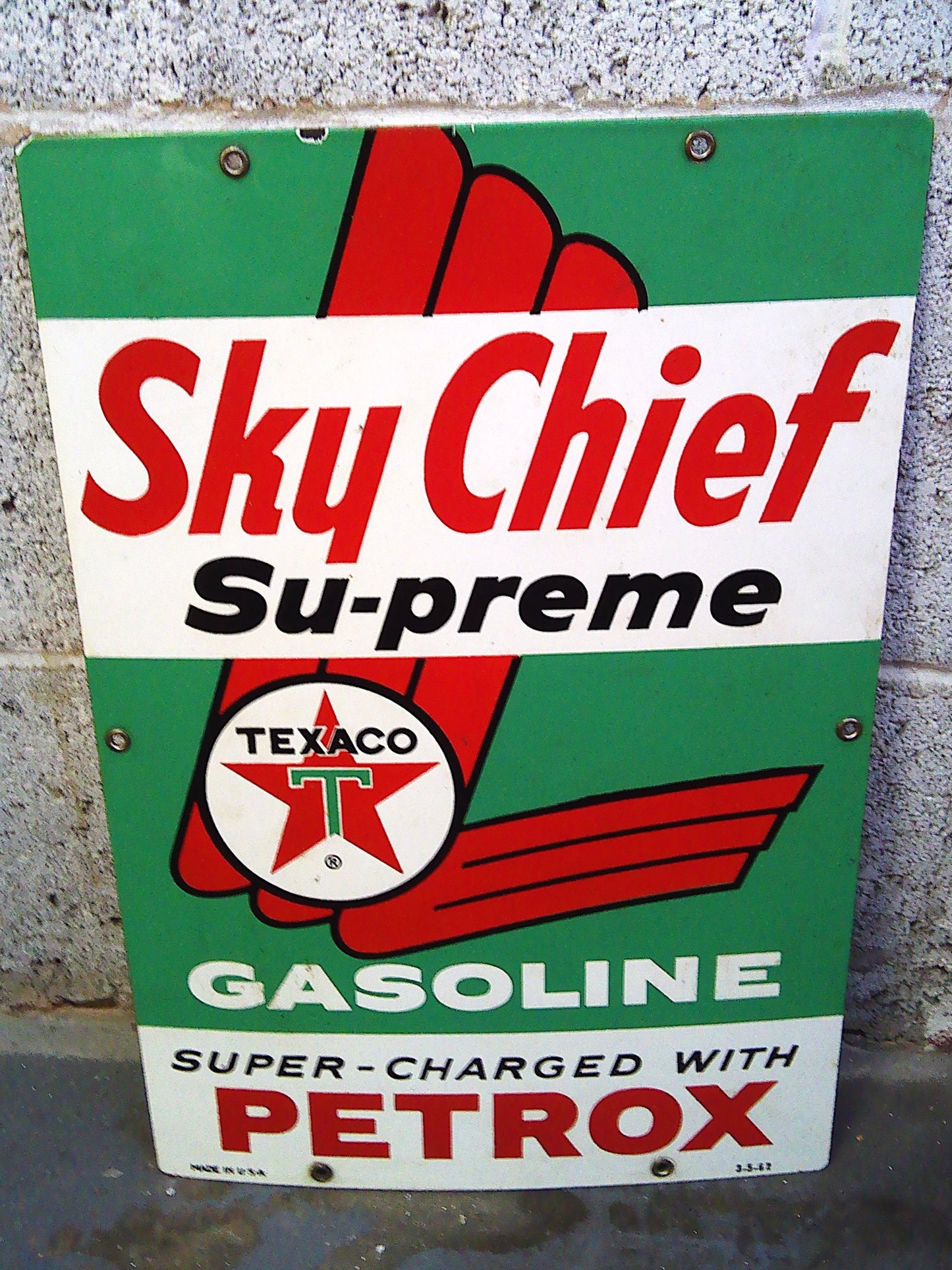 1961 Texaco Sky Chief Gasoline metal sign