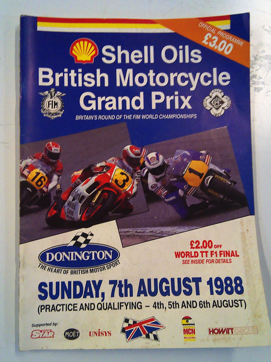 7th August 1988 Shell Oil British Motorcycle GP Magazine/ Programme
