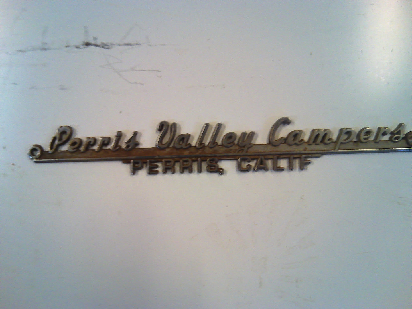 Vintage metal Perris Valley Campers sign
