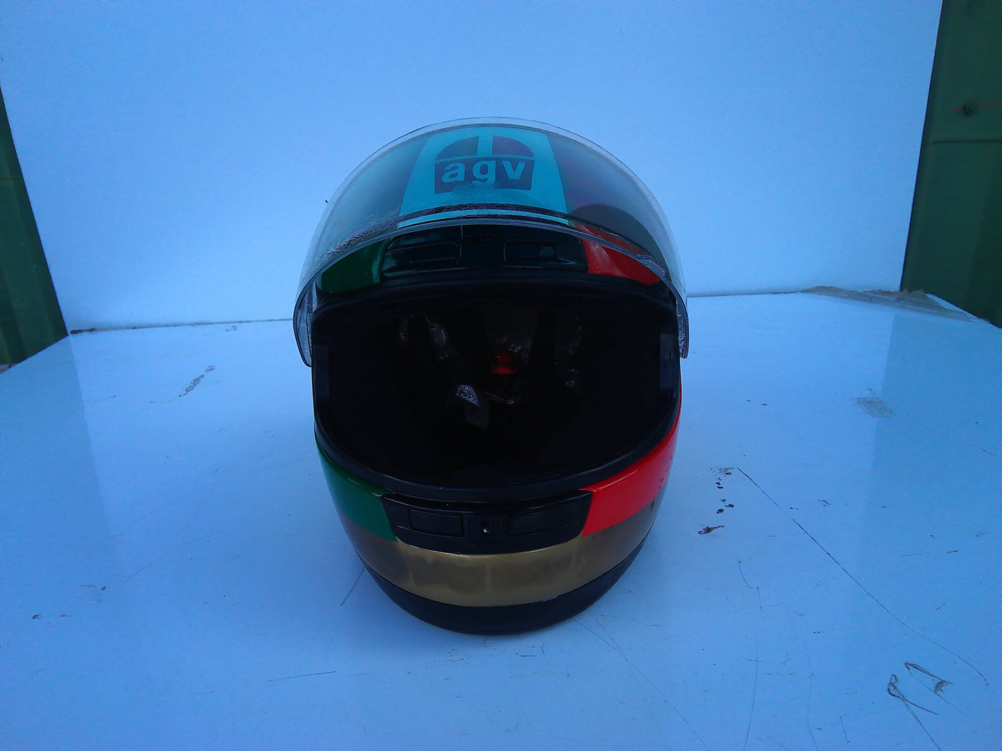 1997 Giacomo Agostini and John Cooper signed AGV Ago style vintage helmet