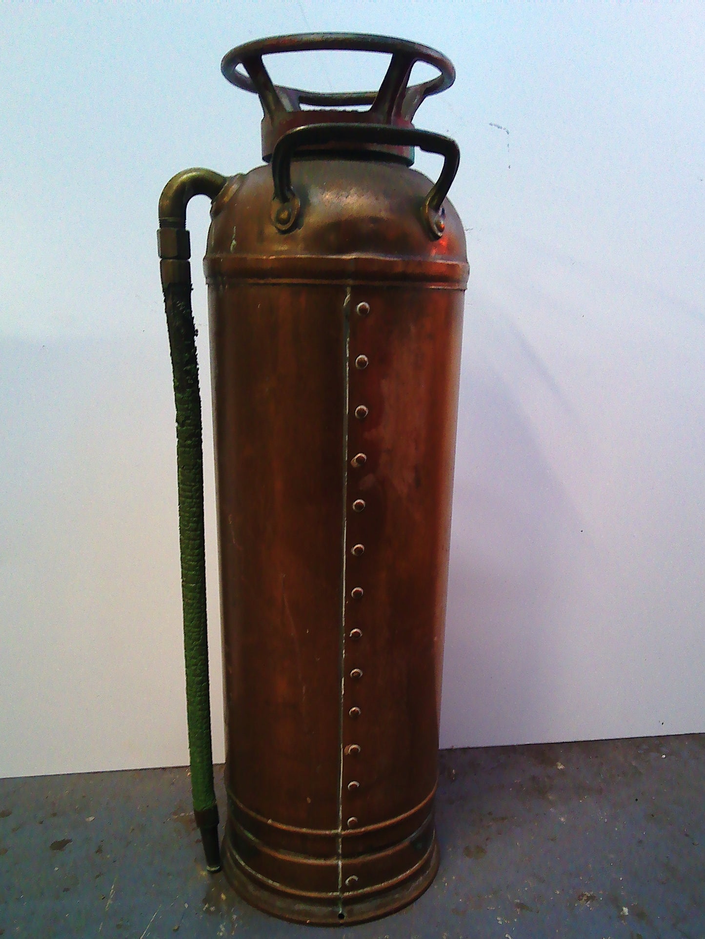 Vintage Red Star Model 303 copper and brass refillable fire extinguisher