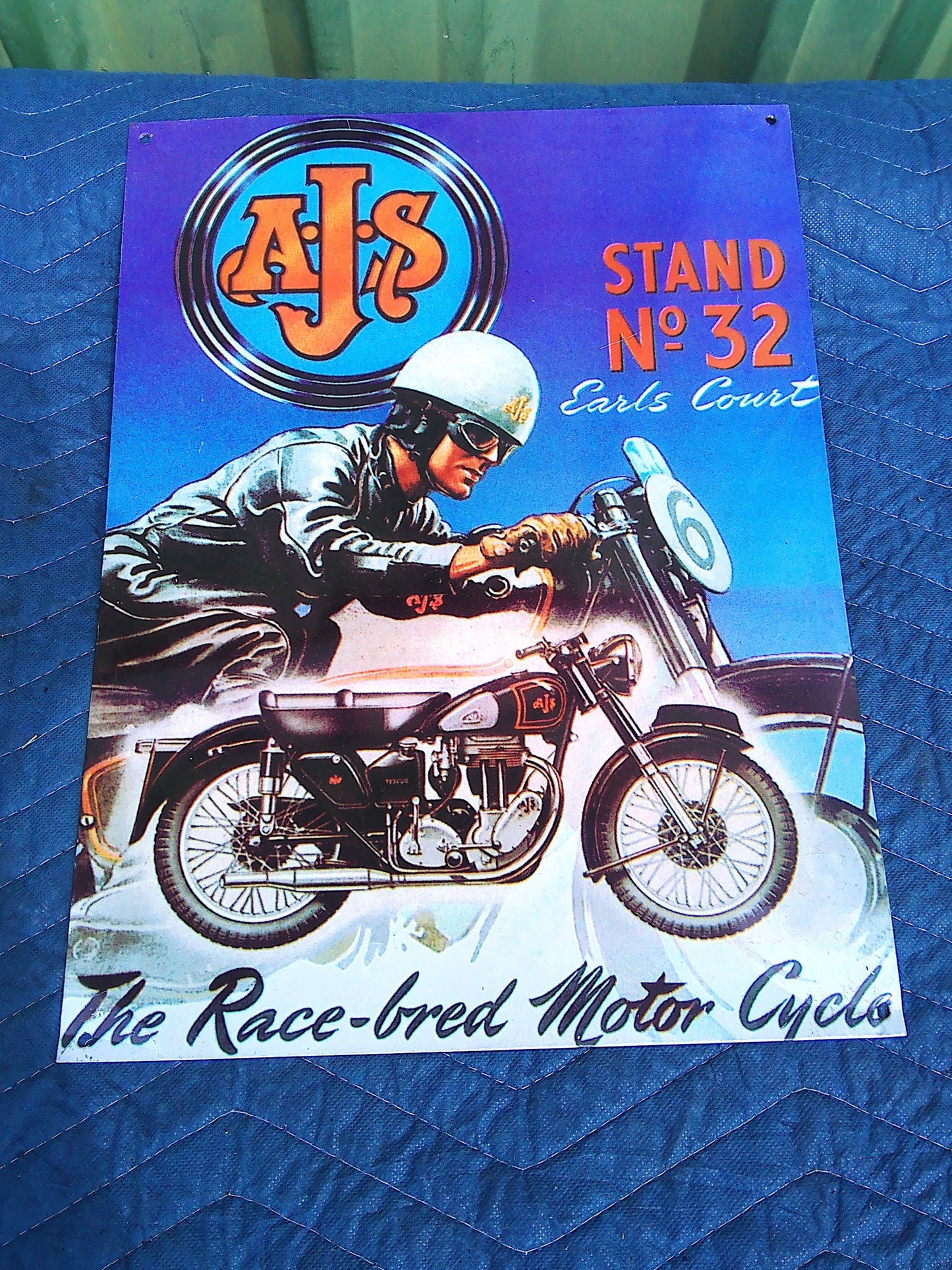 Repro AJS vintage metal laminated sign
