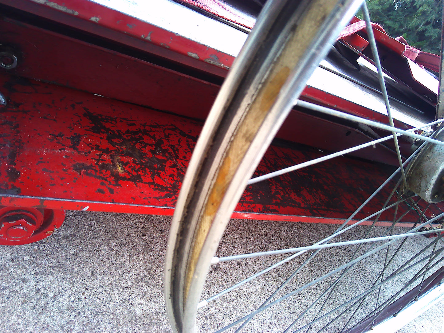 Vintage Raleigh bike with rear wheel dynamo and pouch