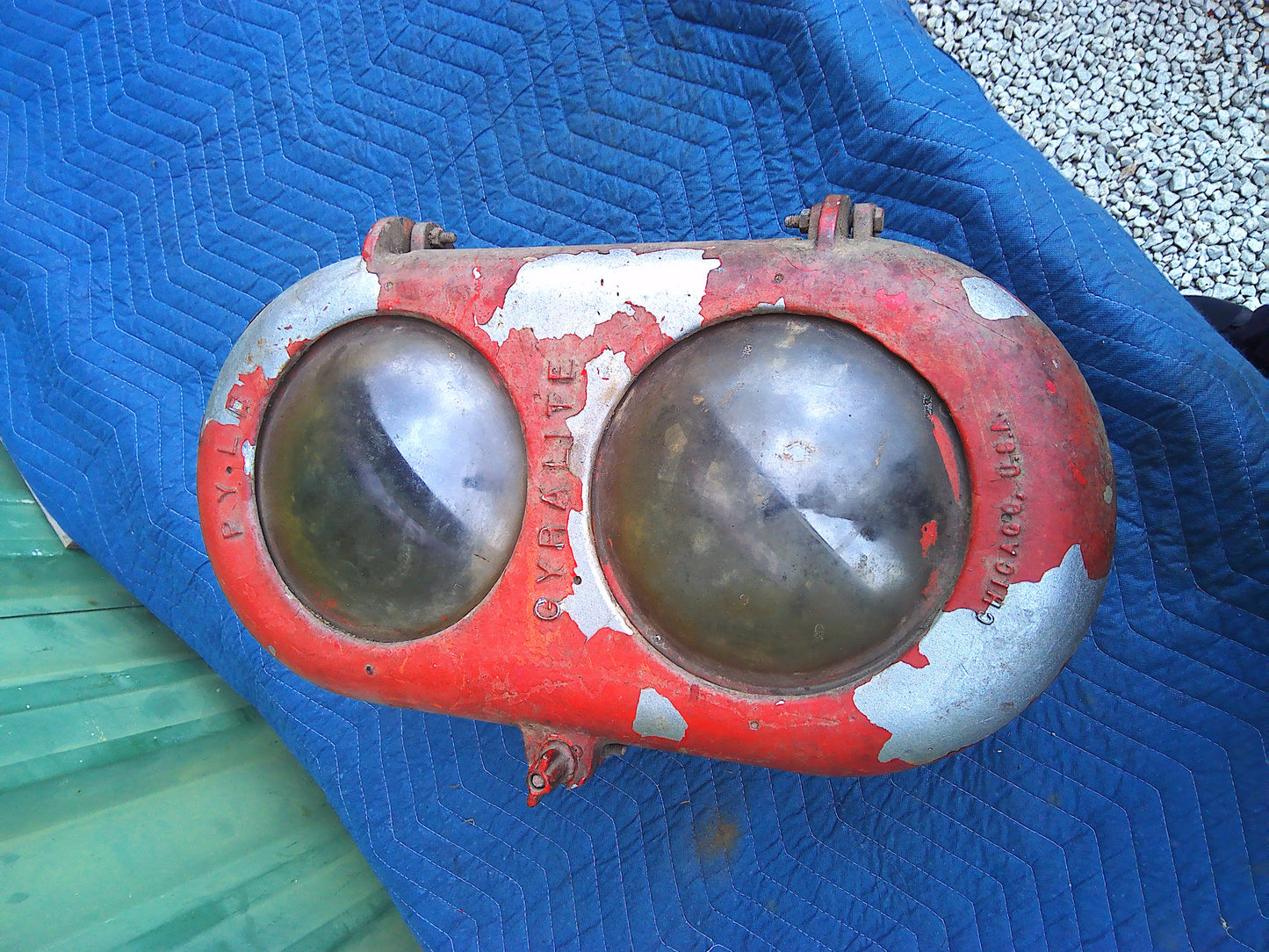 Vintage metal Gyralite empty train light housing