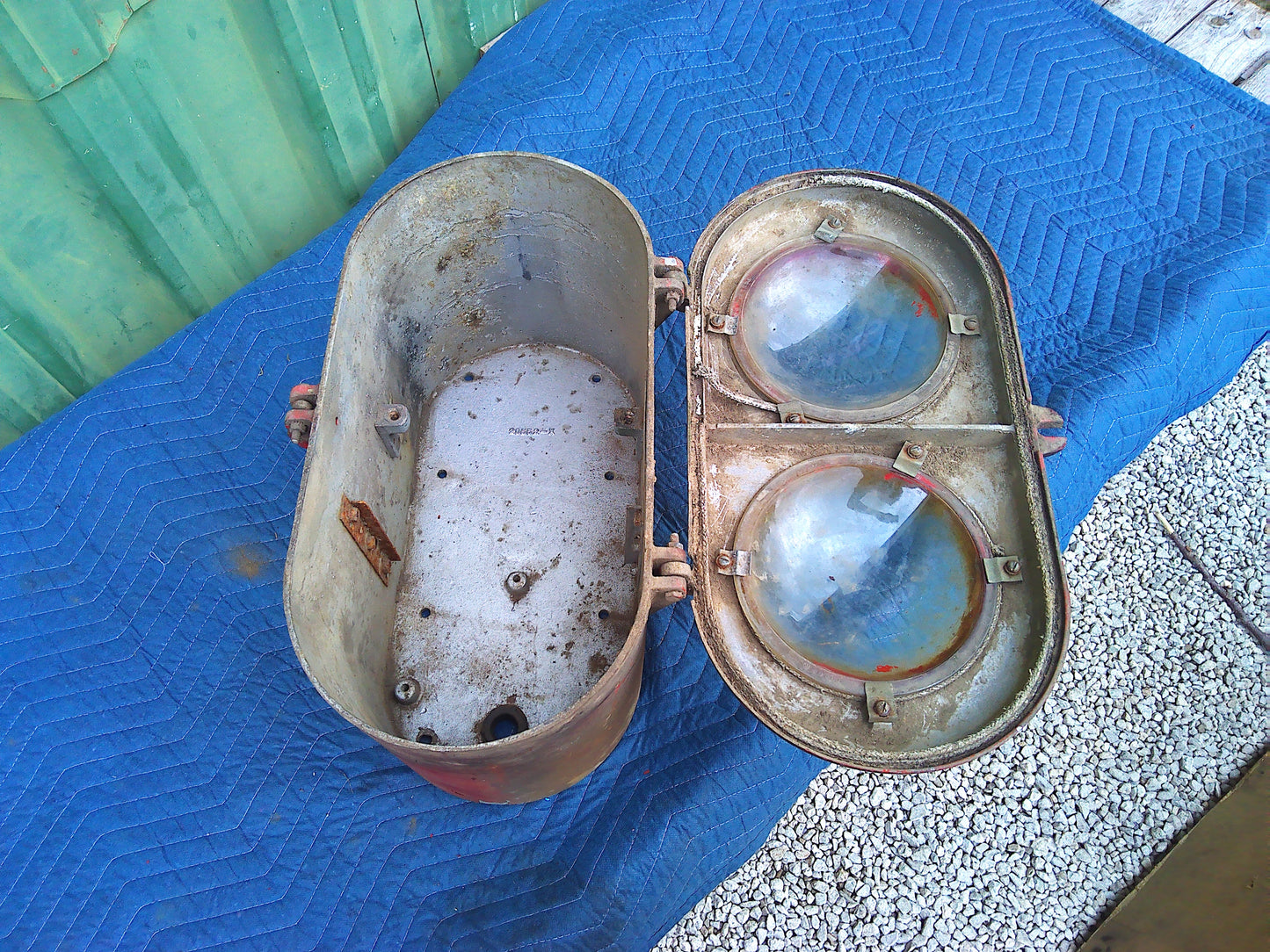 Vintage metal Gyralite empty train light housing