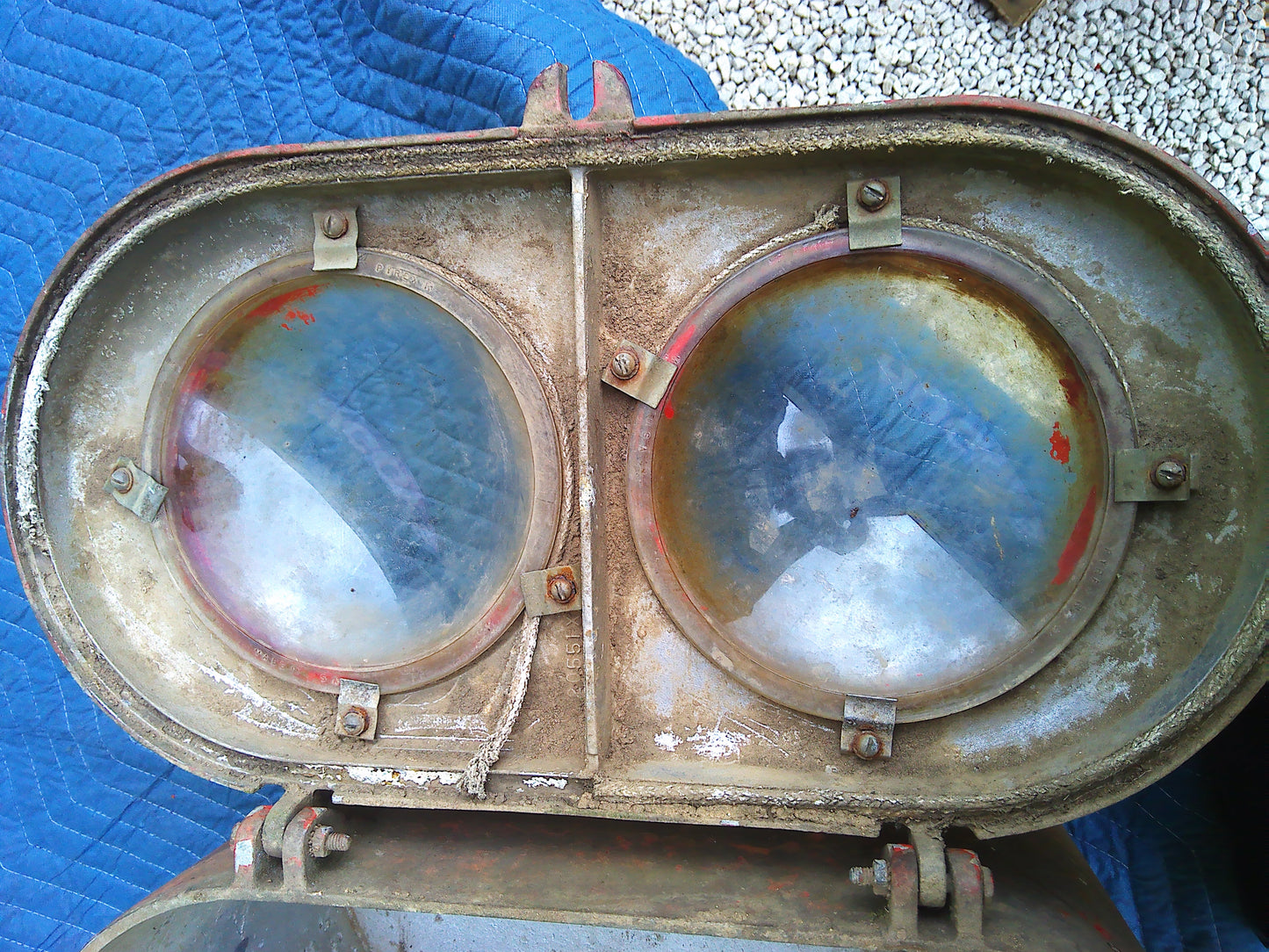 Vintage metal Gyralite empty train light housing