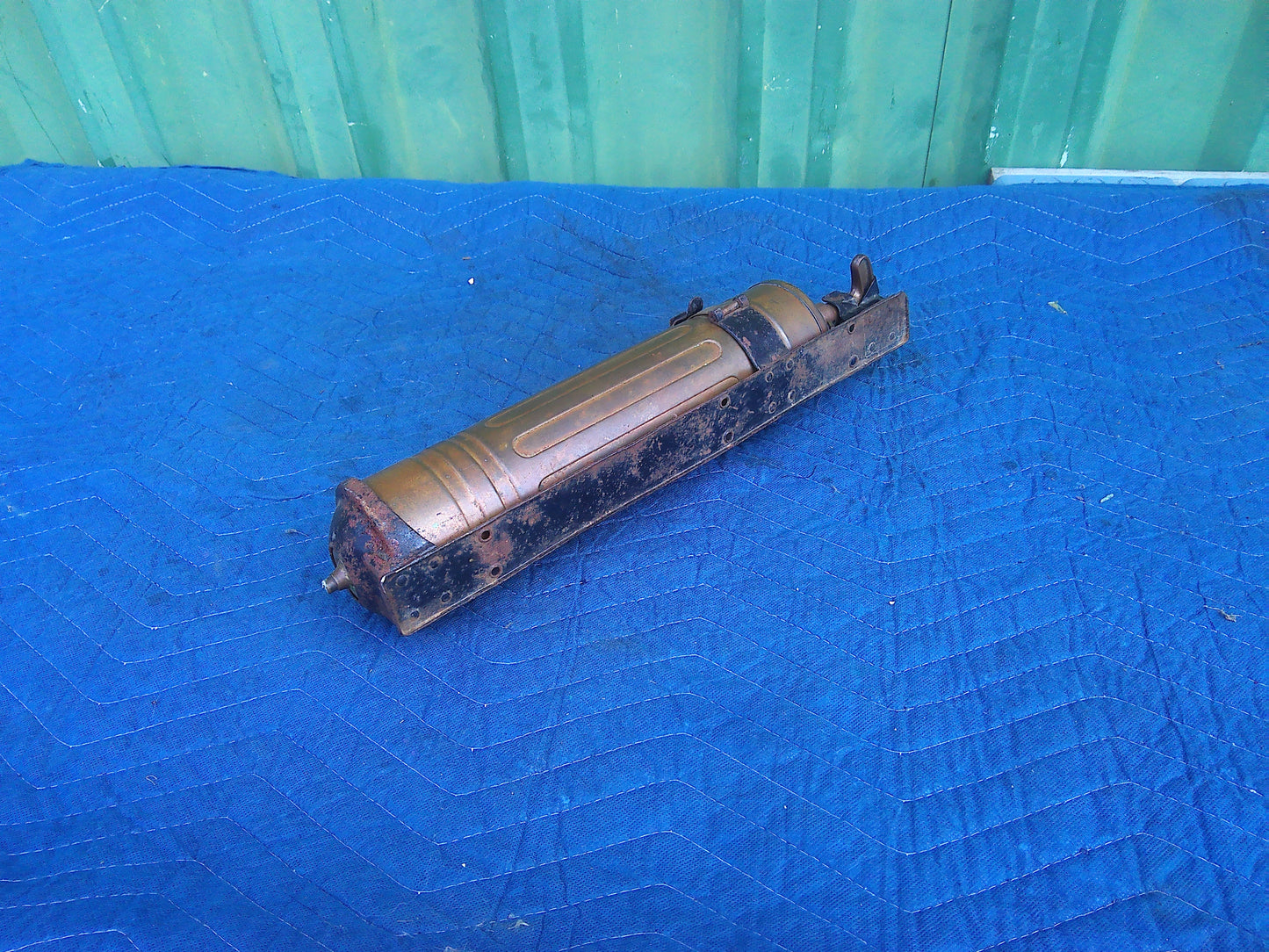 Late 19th Century Vintage Pyrene fire extinguisher with wall holder