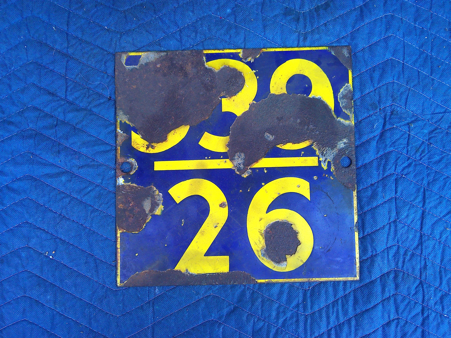 Vintage metal Railway mileage marker sign