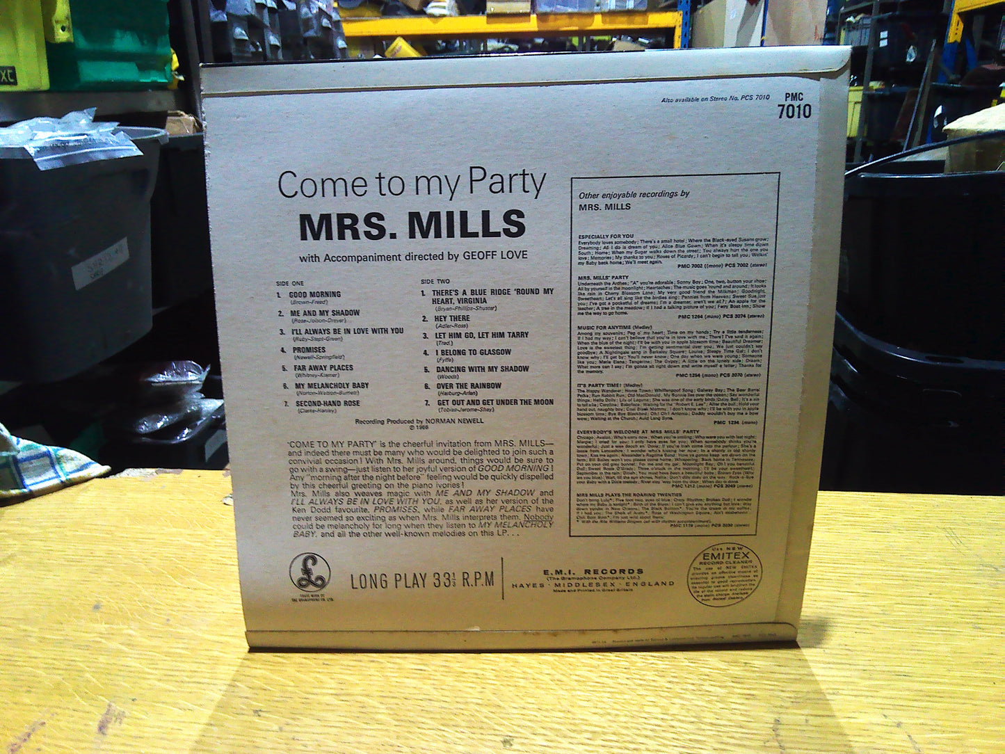 Vintage Come to my Party by Mrs. Mills Vinyl Record