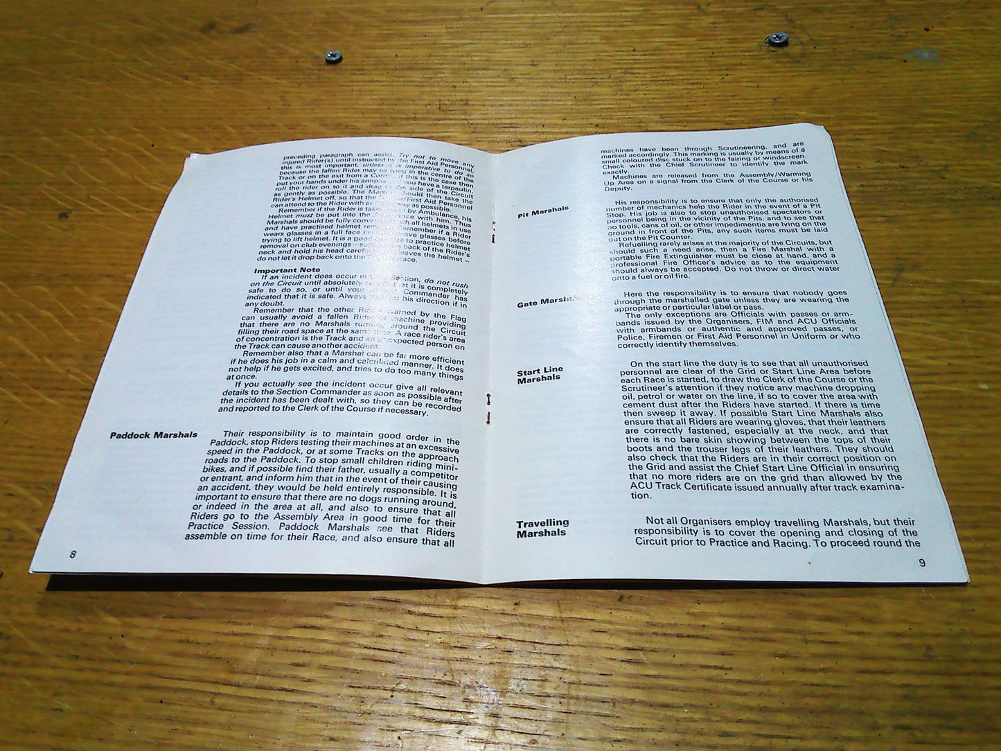 Auto Cycle Union Racetrack Essentials handbook