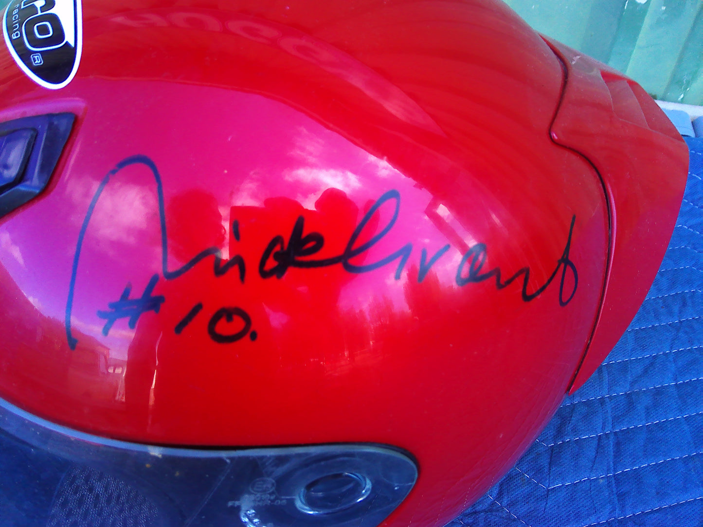 2005 Nitro Helmet signed by Mick Grant and John Newbold (?) Medium