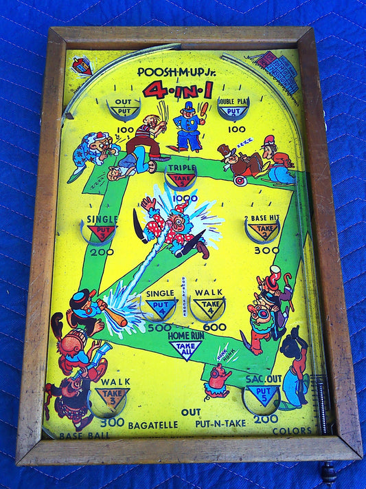 1940s Vintage Poosh-M-Up Jr. 4-in-1 tabletop pinball