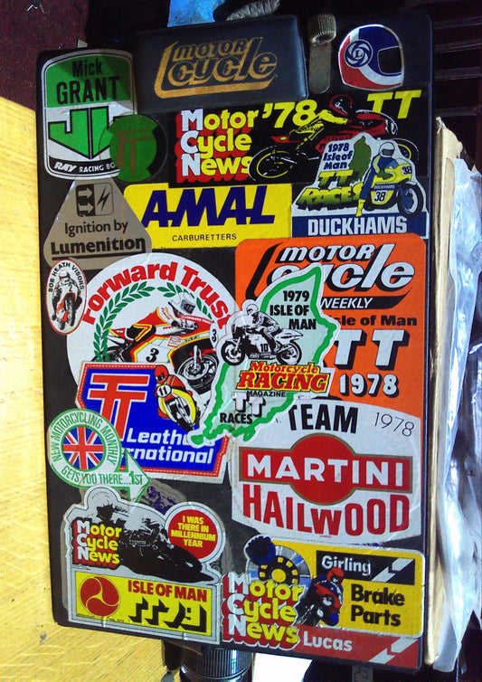 Vintage racing sticker decorated Motorcycle A4 clipboard