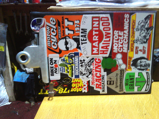 Vintage racing sticker decorated A4 clipboard