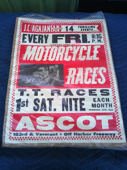 1965 Vintage Ascot Motorcycle TT races poster