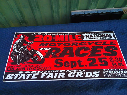 Vintage Sacramento State Fair Motorcycle races sign