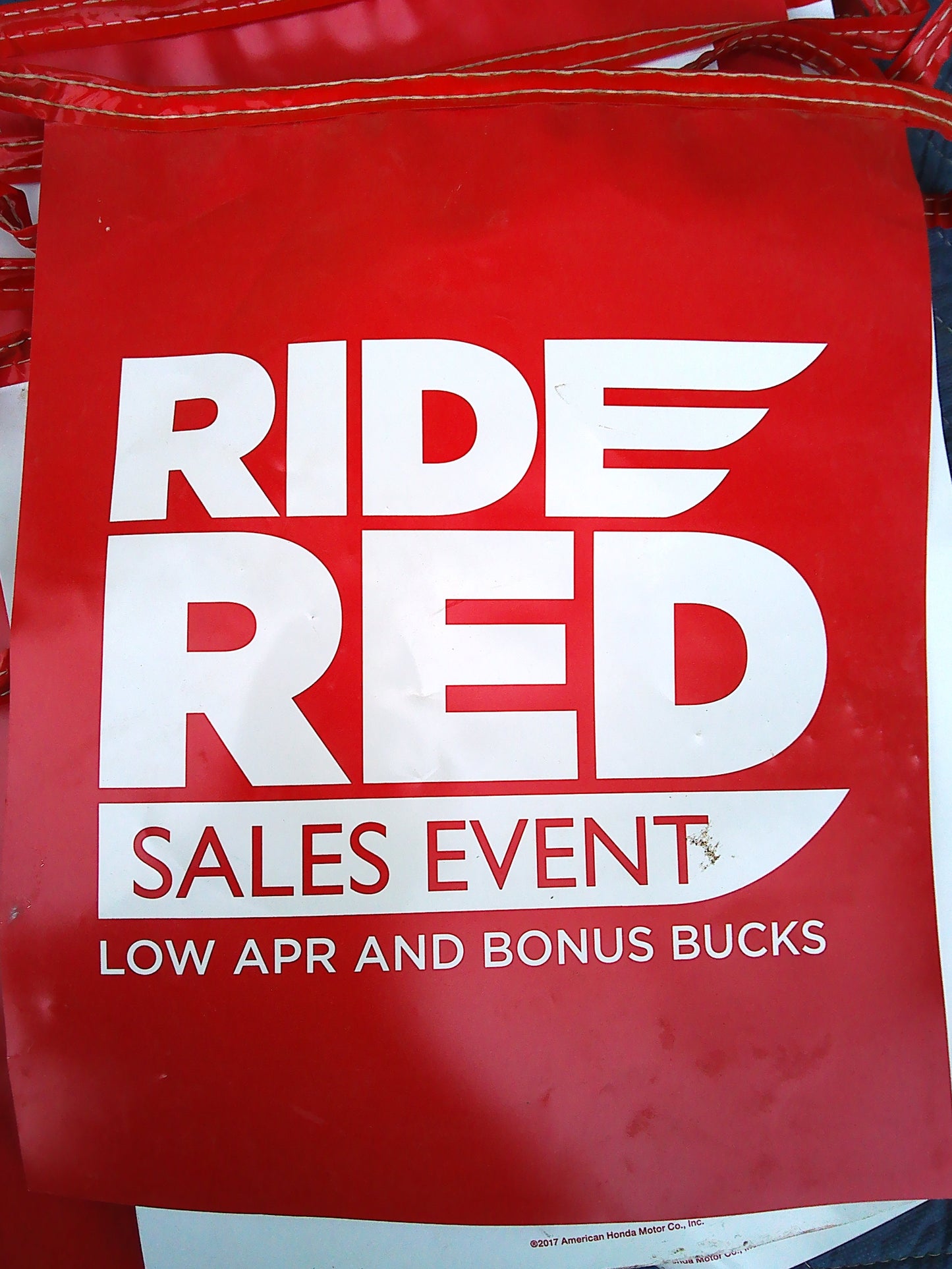 2017 Honda Ride Red sales event bunting