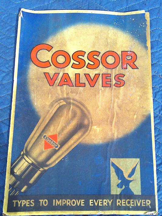 Cossor Valves vintage cardboard sign