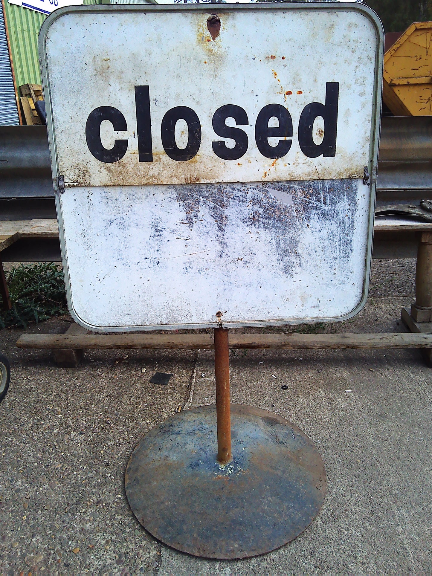 Vintage petrol shell station Open/Closed metal standing sign