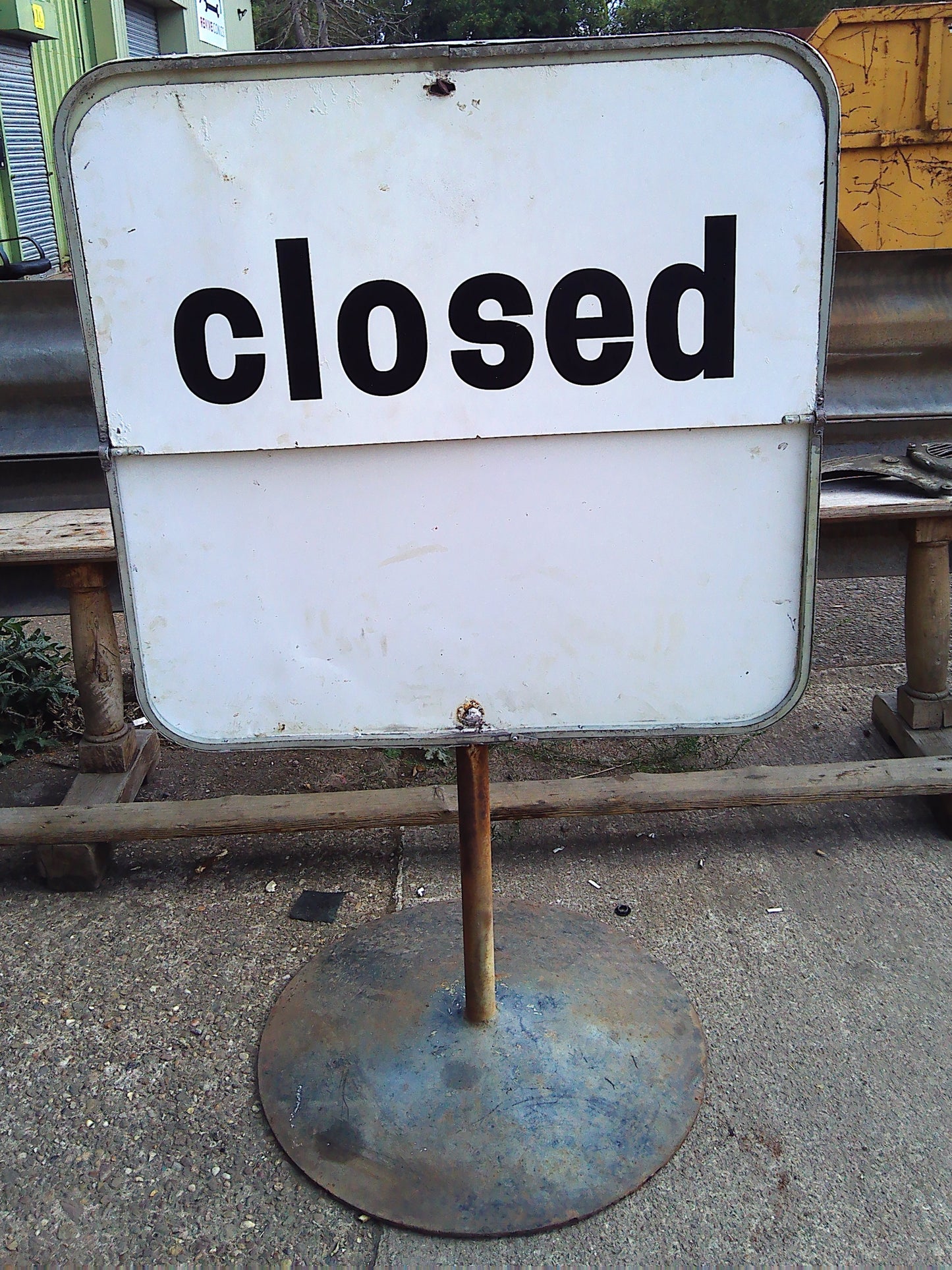 Vintage petrol shell station Open/Closed metal standing sign