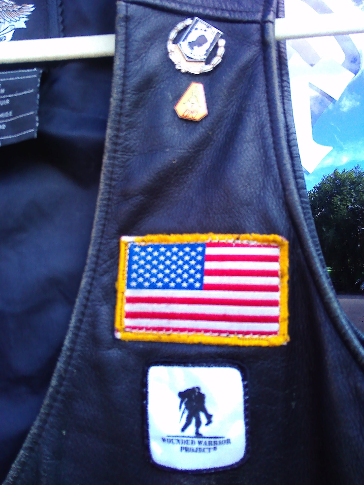 Harley Davidson leather waistcoat with pins/ stamps Medium