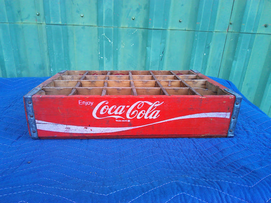 1970s Vintage Coca Cola wooden 24 bottle crate