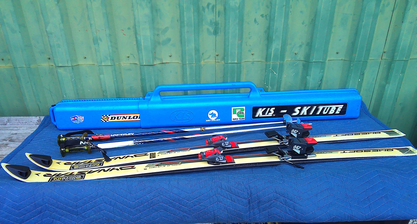 Omega Omesoft Dynastar skis with Sticks and carrying case