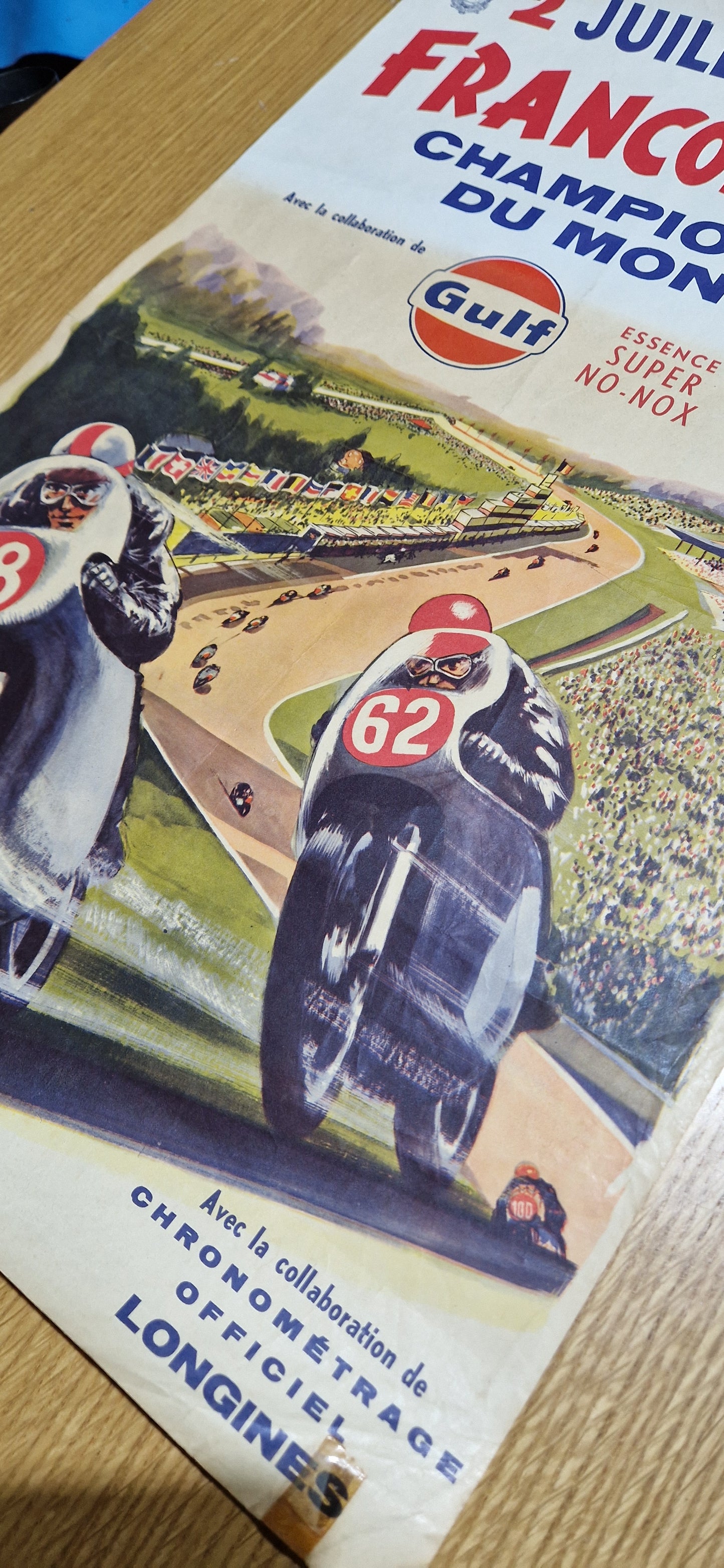NOS VINTAGE 1970 BELGIAN MOTORCYCLE GRAND PRIX WORLD CHAMPIONSHIP POSTER