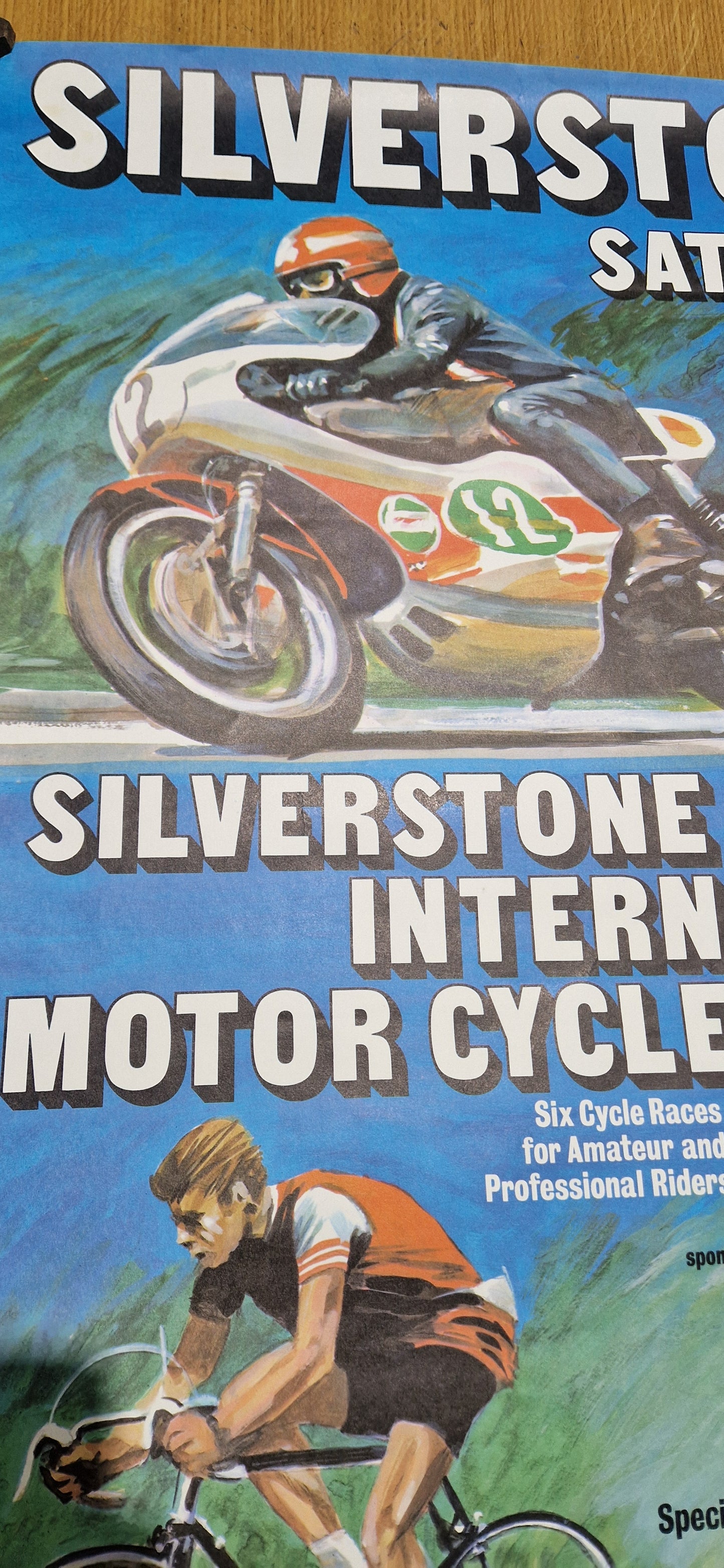 NOS 60'S - 70'S VINTAGE SILVERSTONE WEEKEND MTORCYCLE CYCLE RACES POSTER