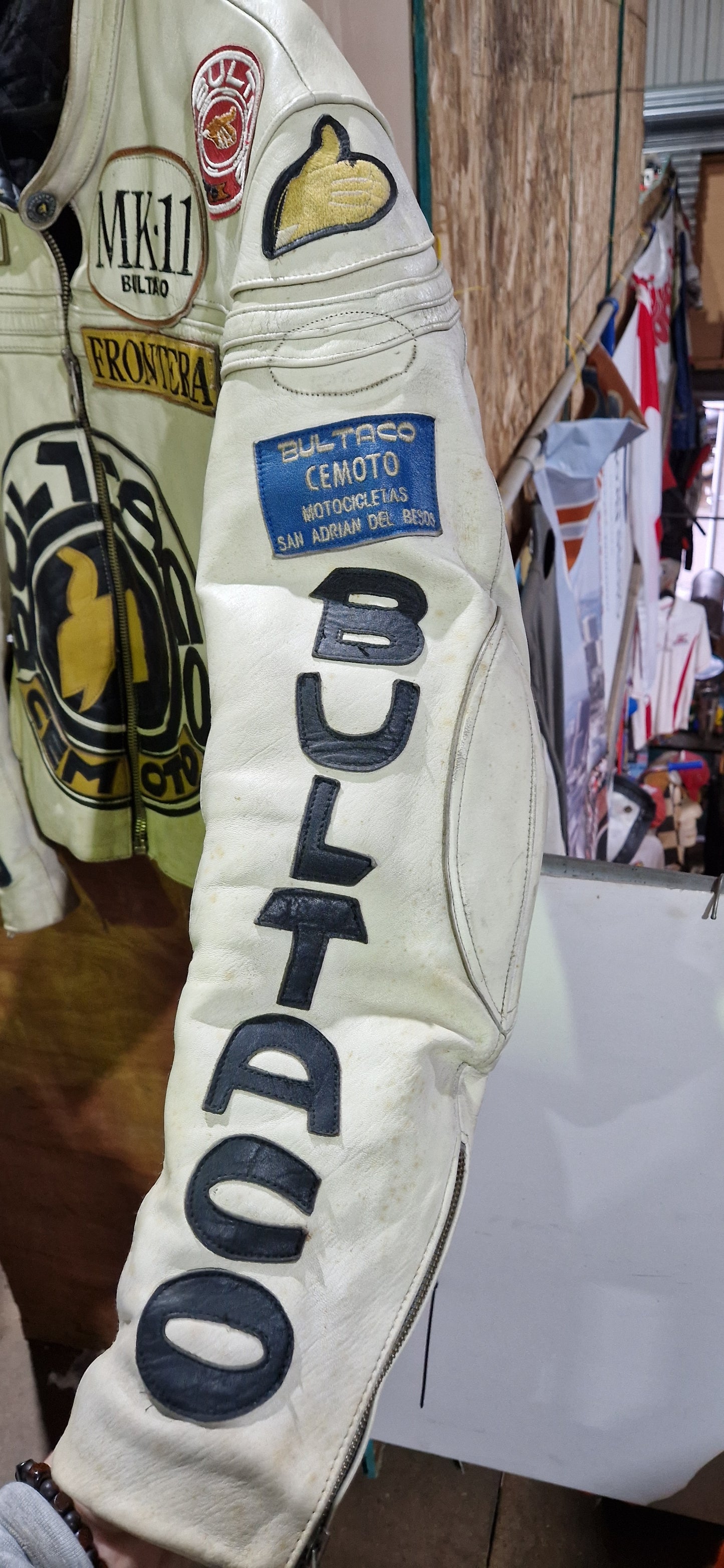 VINTAGE 80'S BULTACO CEMOTO RACING LEATHER JACKET