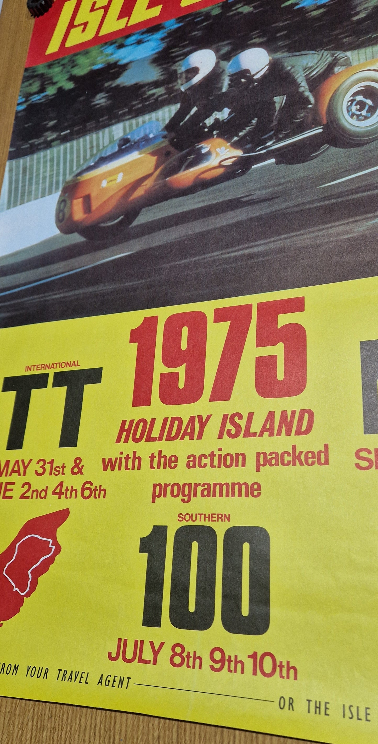 NOS 1975 VINTAGE ISLE OF MAN TT SOUTHERN 100 MGP RACE POSTER