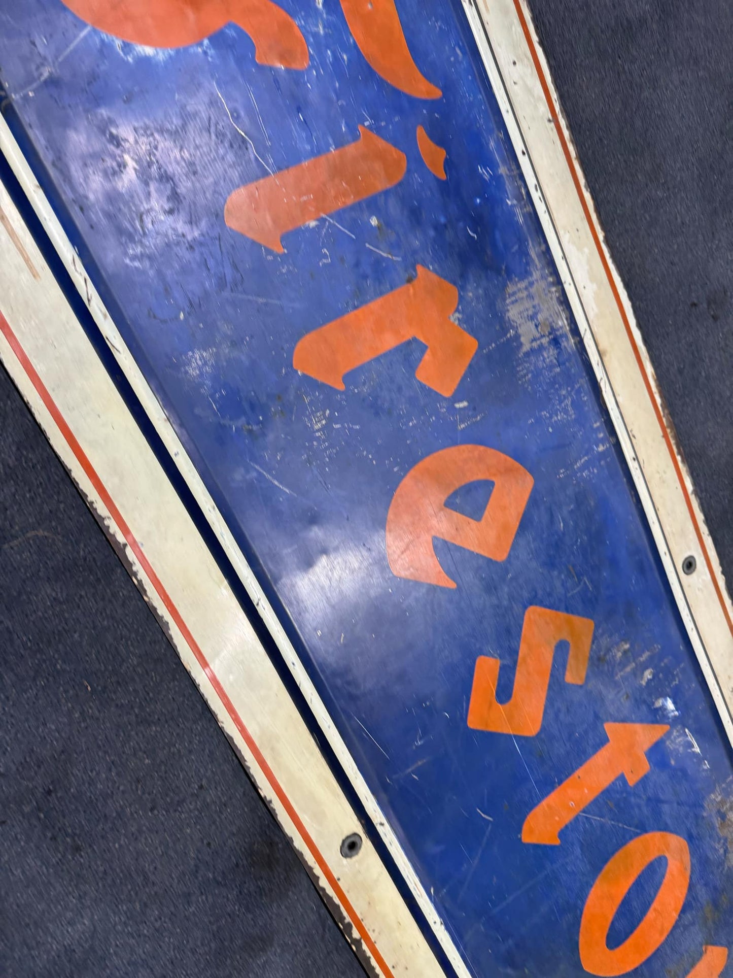 1948 FIRESTONE METAL DEALER SIGN 6X2FT