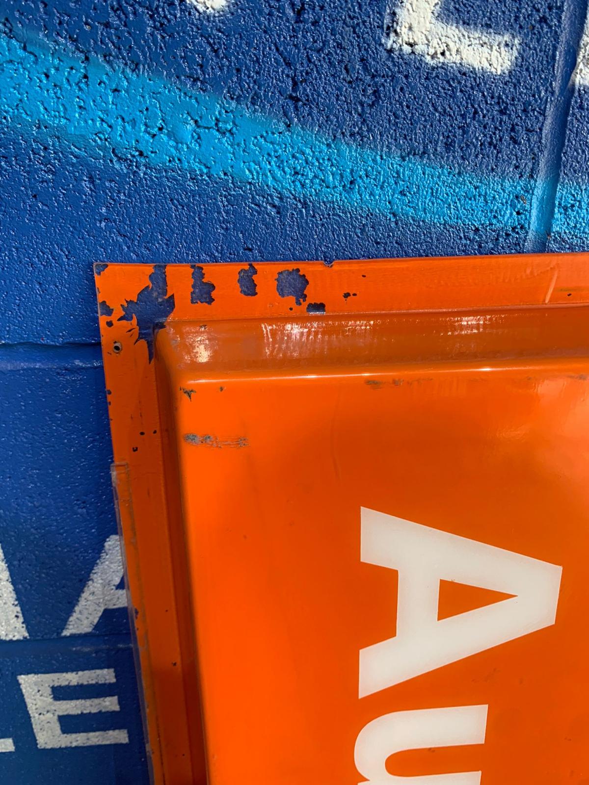 76 GAS STATION 24 HOUR AUTO REPAIR SHOP ORANGE SIGN PAIR