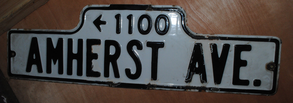 Authentic American Enamel sign - 1100 Amherst Ave.