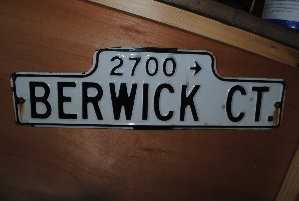 Authentic American Enamel sign - 2700 Berwick Ct.