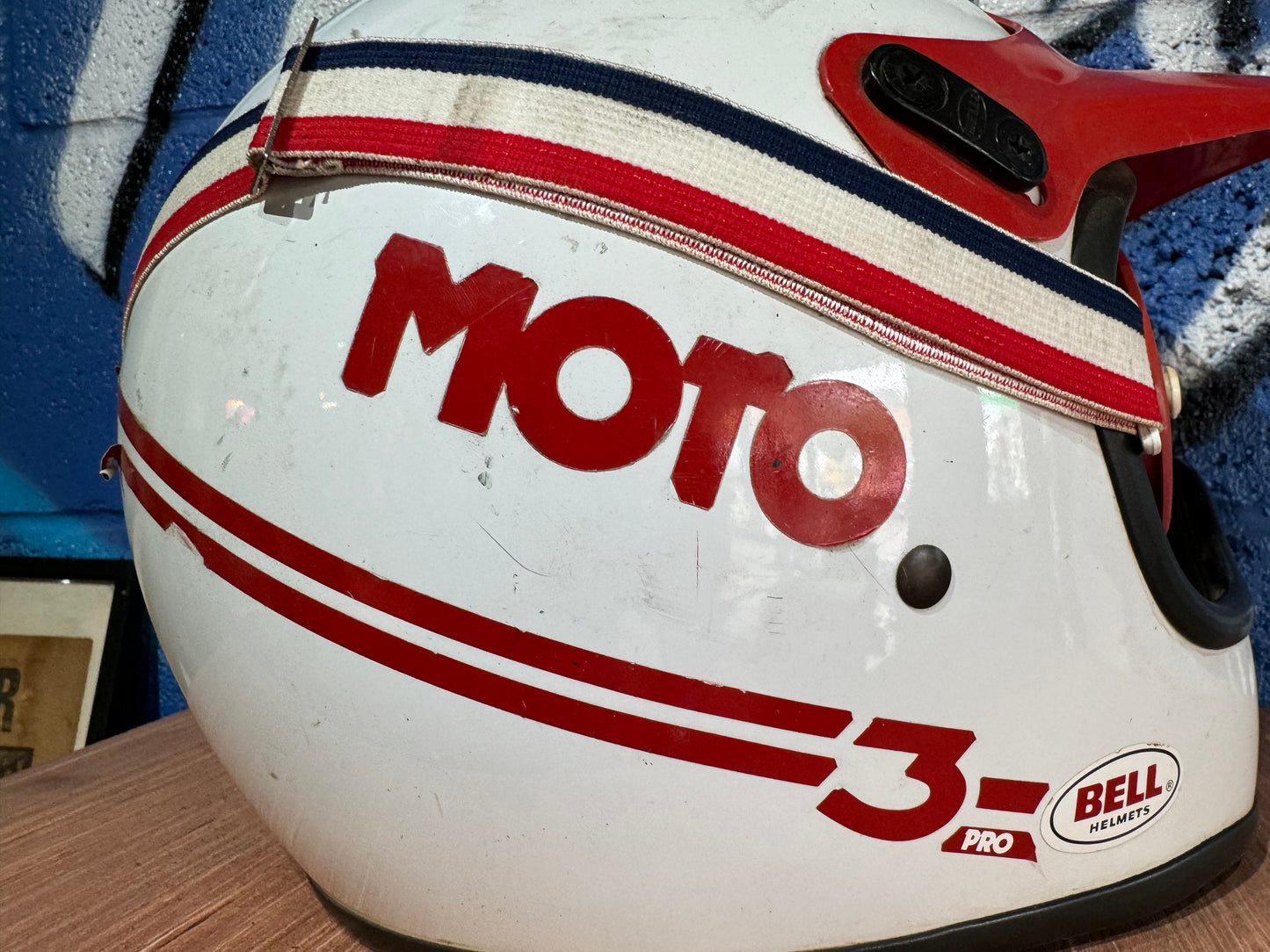 VINTAGE MOTO 3 BELL CRASH HELMET WITH GOGGLES