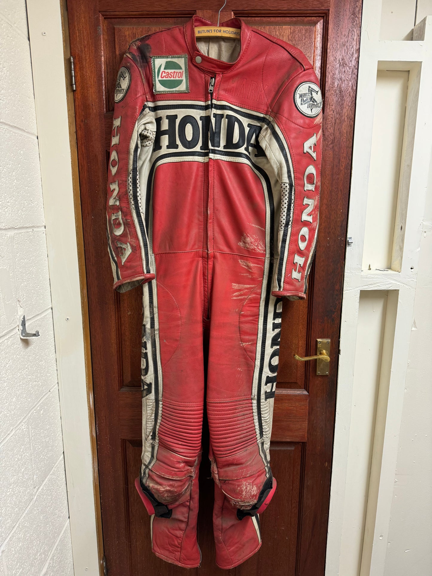 GENUINE VINTAGE CASTROL HONDA RACE LEATHERS