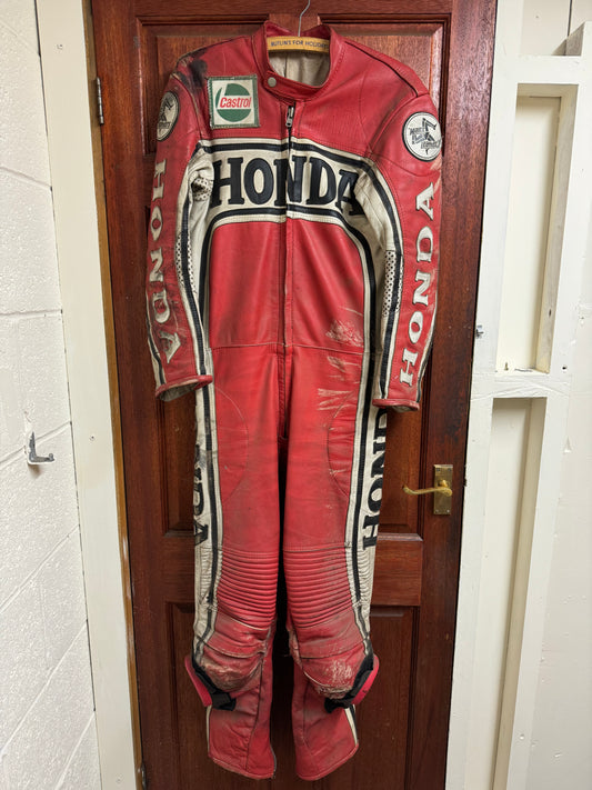 GENUINE VINTAGE CASTROL HONDA RACE LEATHERS
