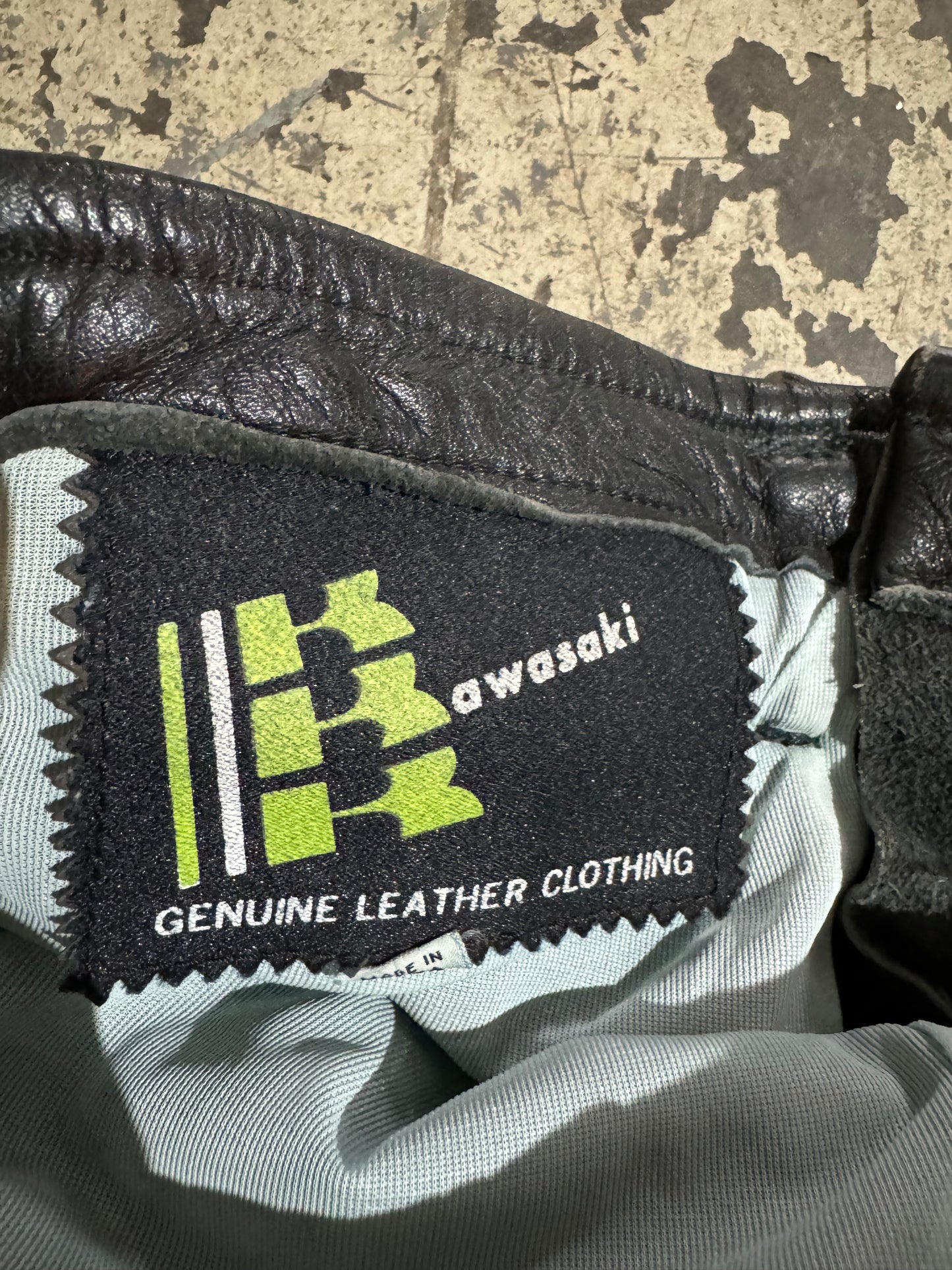 GENUINE VINTAGE KAWASAKI FLAT TRACK MOTO-X RACING LEATHER PANTS