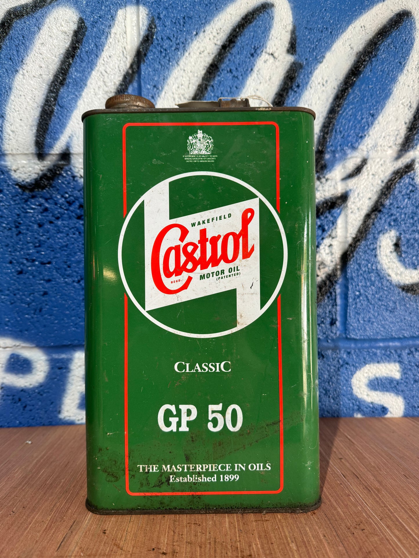 VINTAGE CASTROL GP 50 OIL CAN 1GALLON