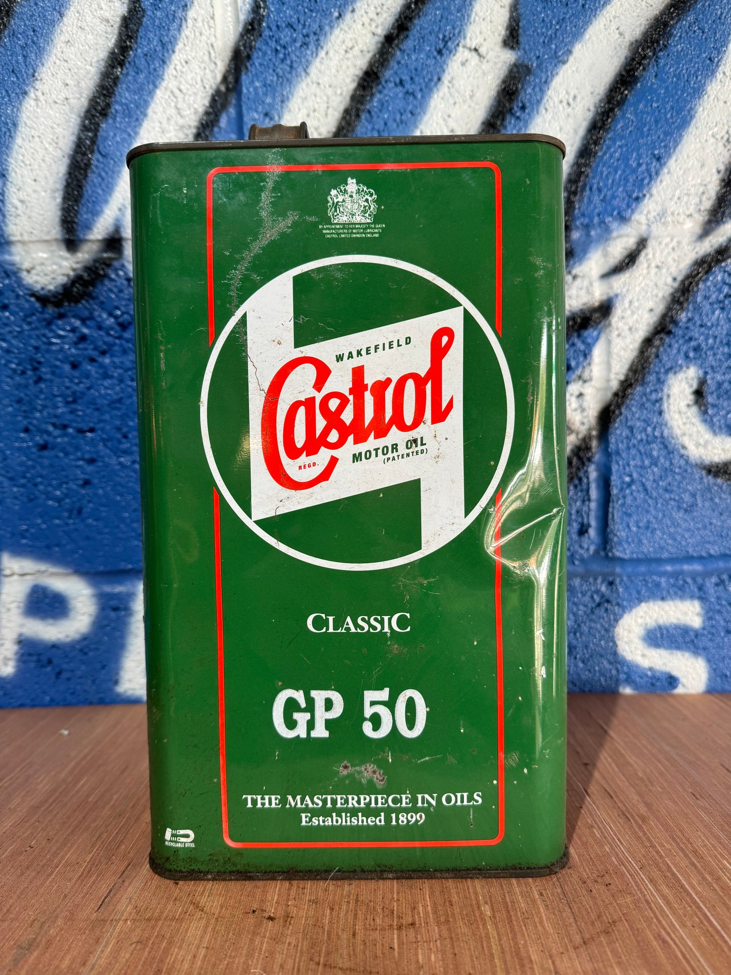 VINTAGE CASTROL GP 50 OIL CAN 1GALLON