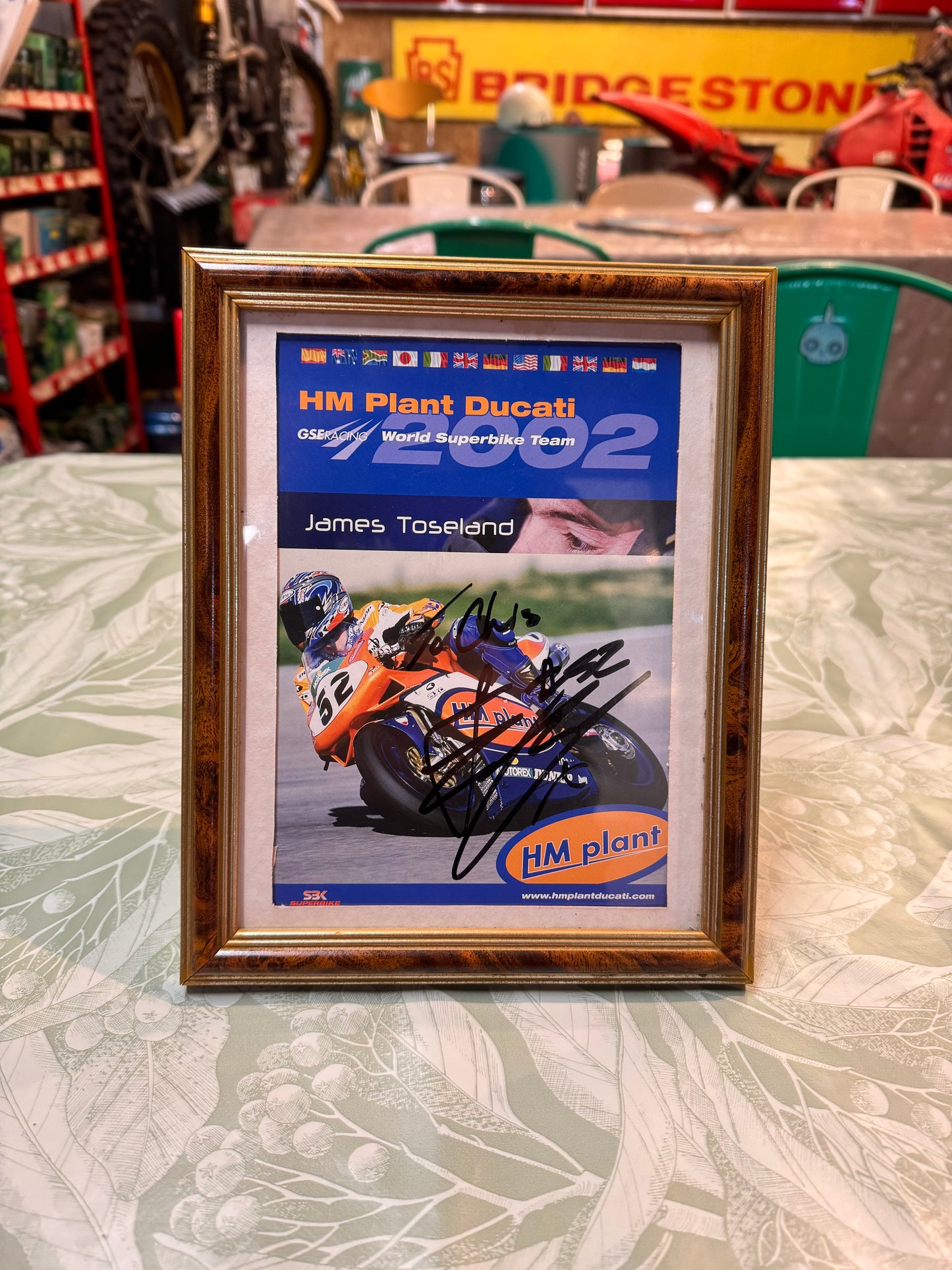 VINTAGE SIGNED JAMES TOSELAND 2002 HM PLANT DUCATI SUPER BIKES FRAMED PHOTO