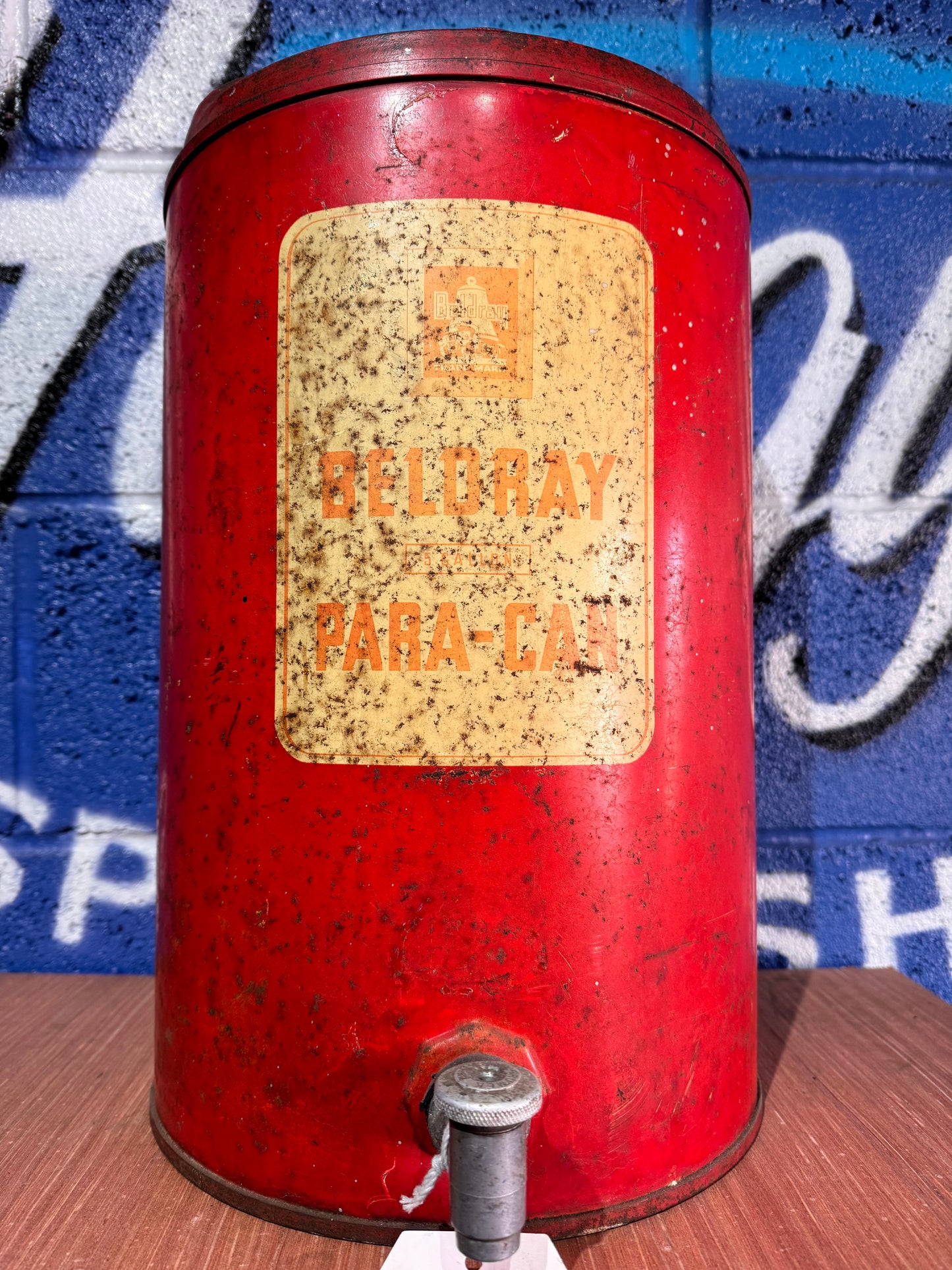 VINTAGE RED BELDRAY 5 GALLON PARA-CAN