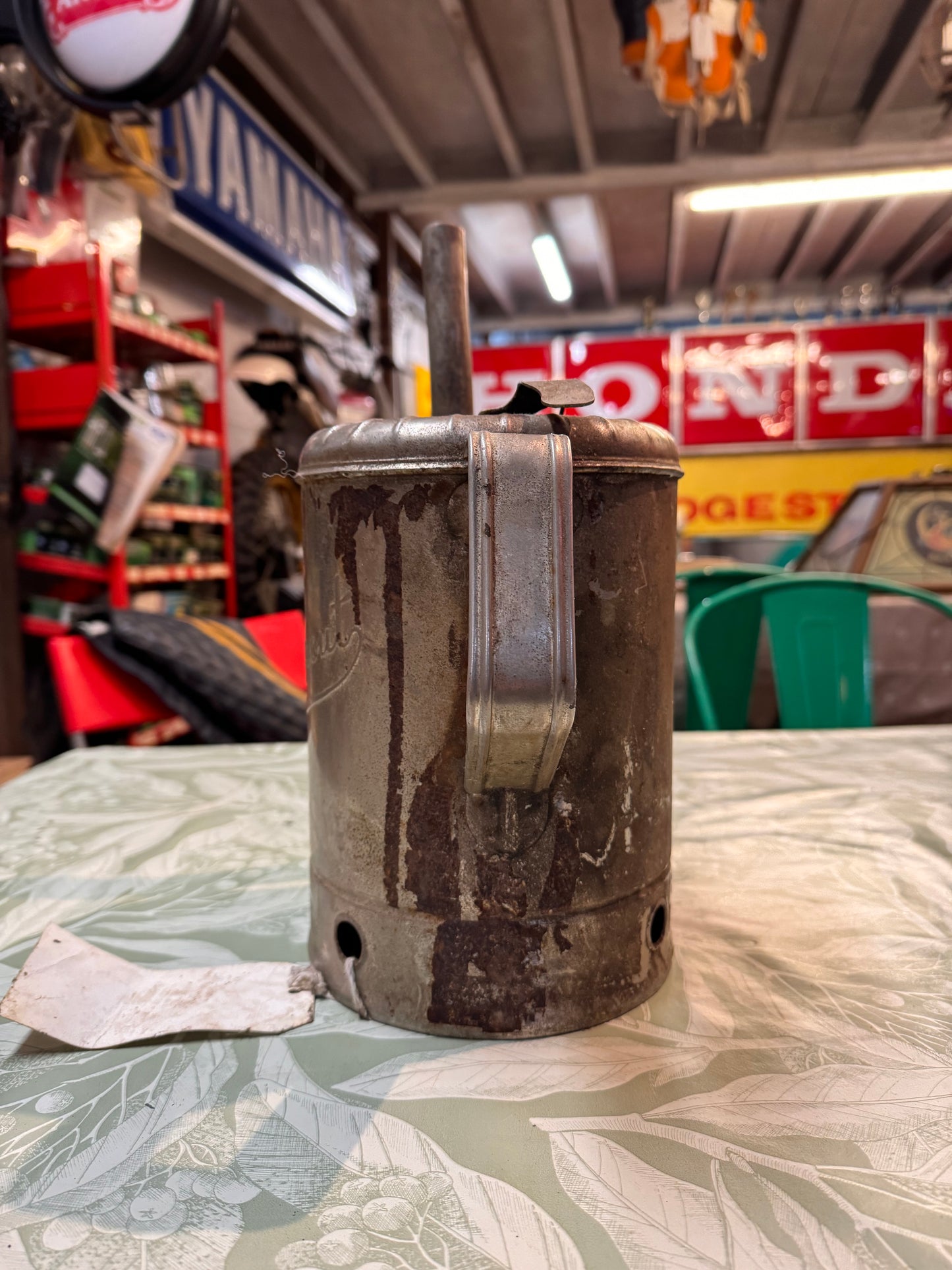 VINTAGE SWINGSPOUT SILVER OIL CAN