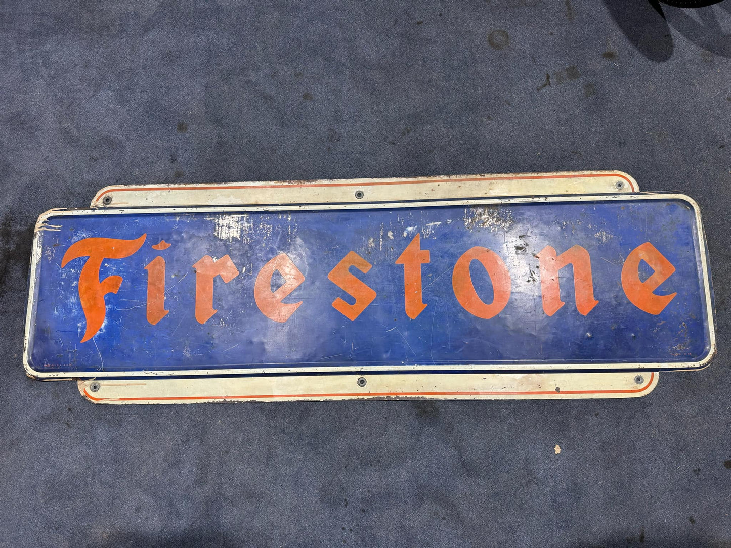 1948 FIRESTONE METAL DEALER SIGN 6X2FT