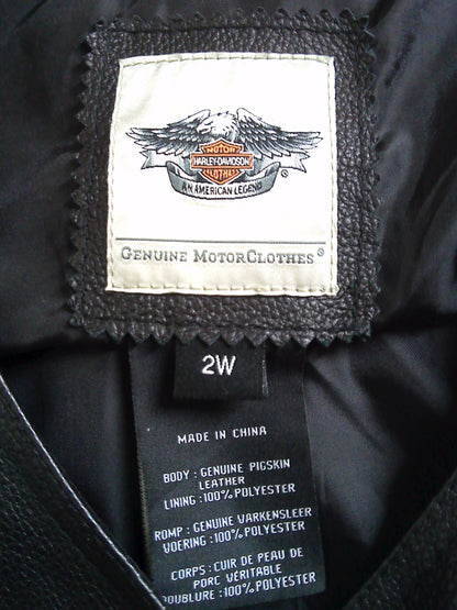 Harley Davidson Womens leather waistcoat with sewn badges 2W